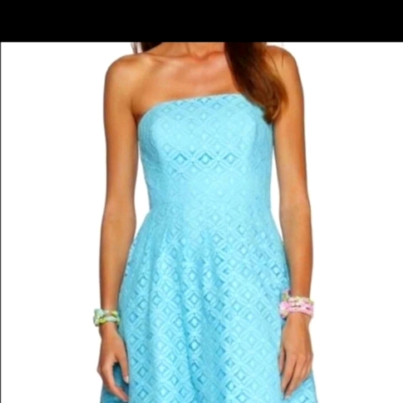 Lilly Pulitzer Strapless Turquoise Dress - Picture 1 of 16